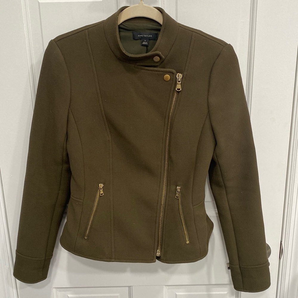 Ann Taylor Olive Bomber Jacket